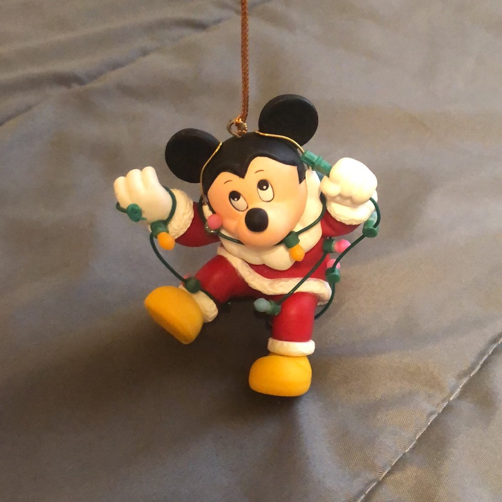 Disney Mickey Mouse (tangled in Christmas lights) Vintage Collectible Ornament